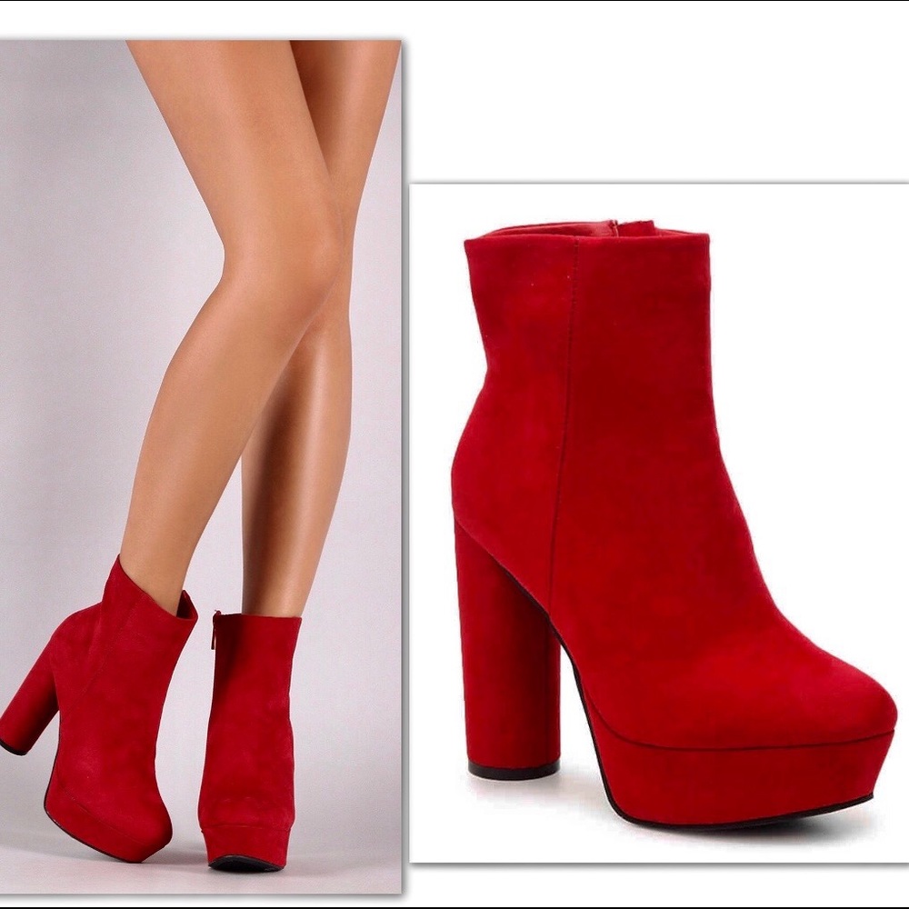 CHERRY CRUSH PLATFORM CYLINDRICAL HEEL BOOTIE